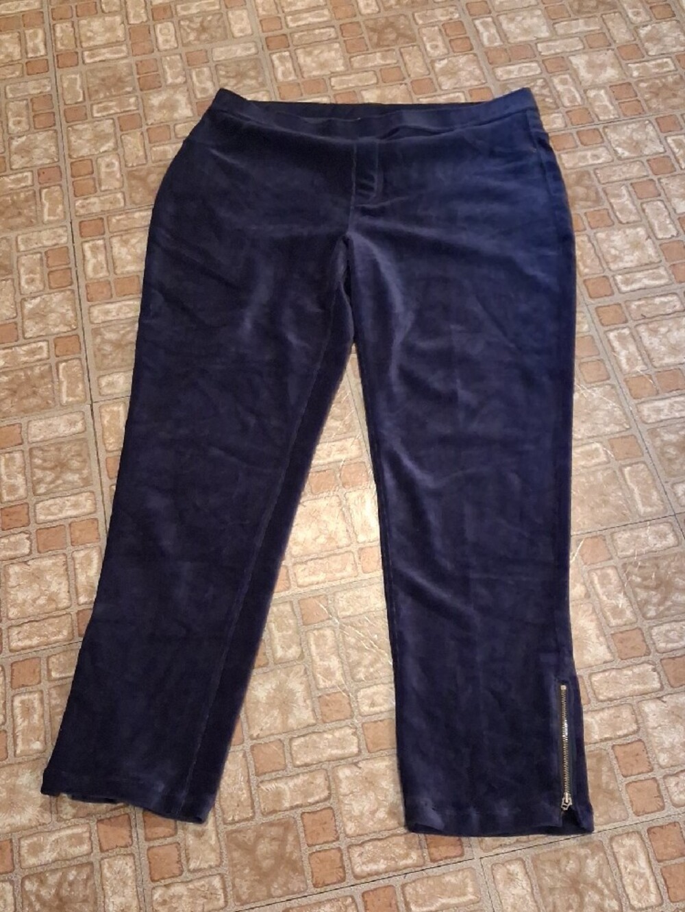 Women's Navy Corduroy Pull-On Pants Stretch Size Large - Picture 2 of 5